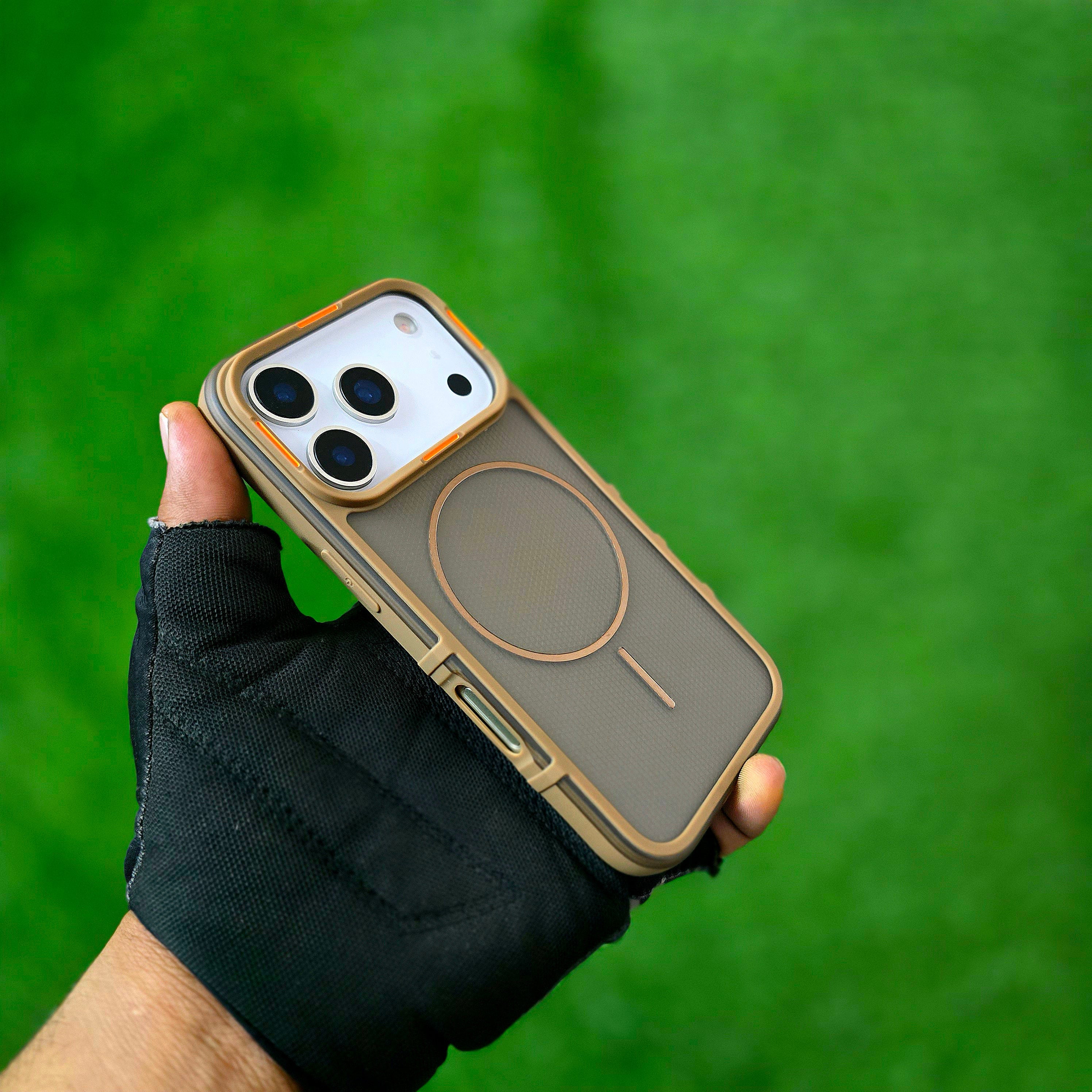 iPhone 17 Pro Max Hybrid Semi-Transparent Anti-Drop Back Cover with Magsafe - Desert Titanium